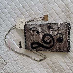 Mary Frances "Well Noted" beaded cross body bag